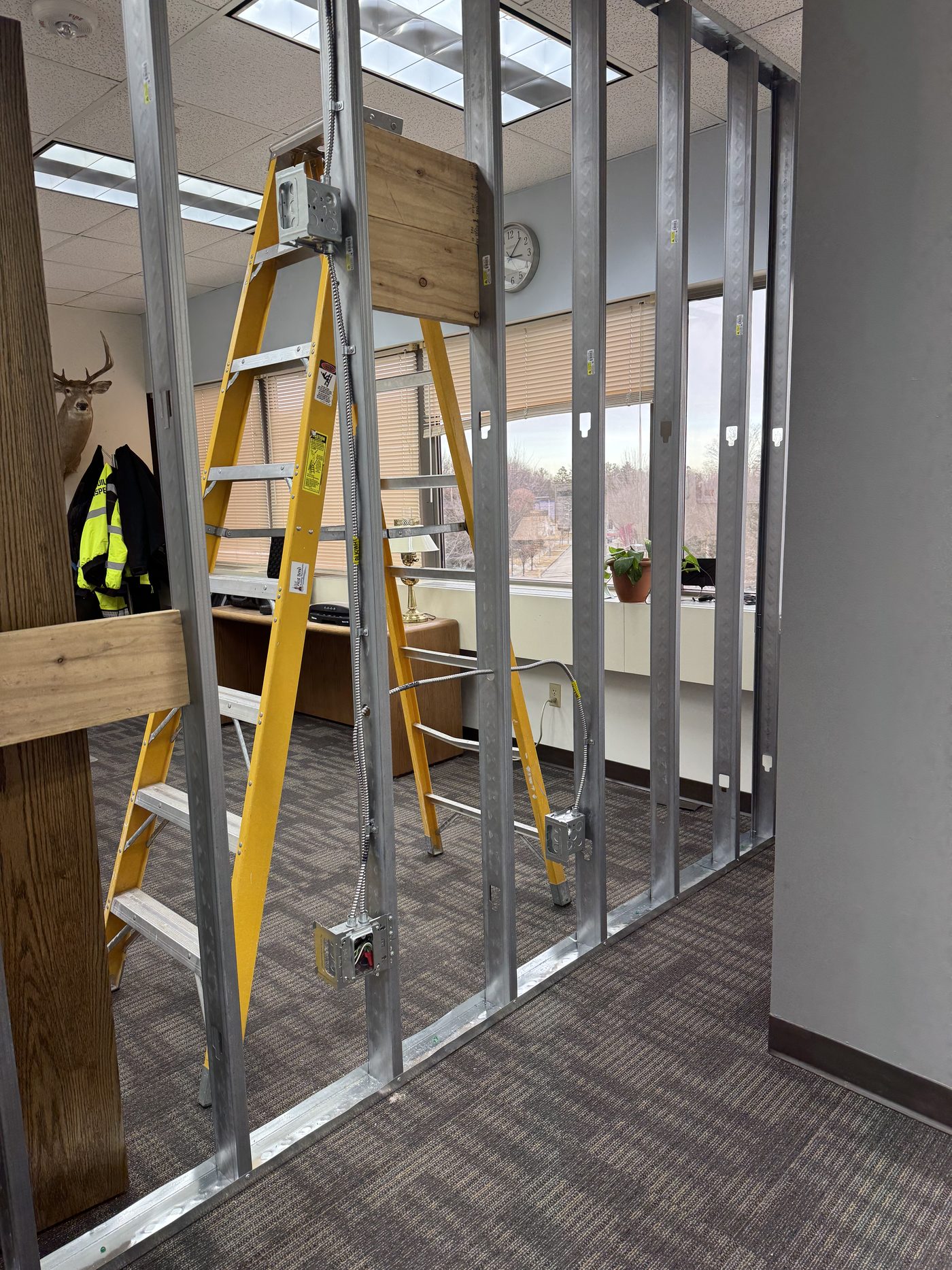 Commercial build-out electrical through steel framing